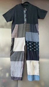 Rare Vtg Issey Miyake style jumpsuit,tee shirty & japanese silk patchwork black - Picture 1 of 12