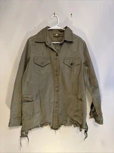 Free People olivgrüne Denim Distressed Moonchild Hemdjacke Medium - Bild 1 von 4