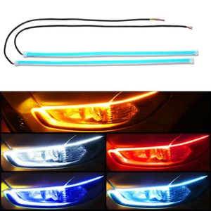 30/45/60c Flexible LED Car Headlight Slim Strip Sequential Turn Signal DRL Light - Picture 1 of 13