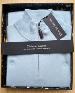 NWT & Gift Box CHRISTIAN LACROIX 1/4 zip 100% Cashmere 2-PY Sweater L - Picture 1 of 2
