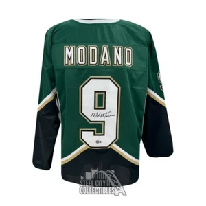 Mike Modano Autographed Dallas Custom Green Hockey Jersey - BAS - Picture 1 of 2