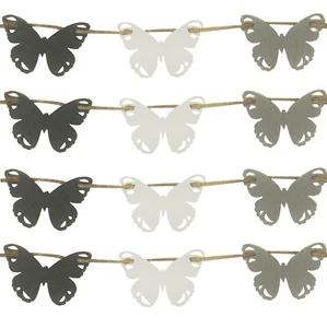 BUNTING GRIS, GUIRNALDA, 12 MARIPOSAS DE FIELTRO GRUESO, COCINA, GUARDERÍA, 2,5 METROS - Imagen 1 de 5