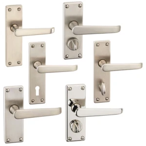 Urfic Victoria Metal Lever Latch Door Handles Set Round Rose Internal & External - Picture 1 of 10