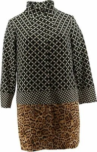 NWT Dennis Basso Printed Luxe Crepe Snap Front Jacket Black Neutral 16 RV $117 - Picture 1 of 5