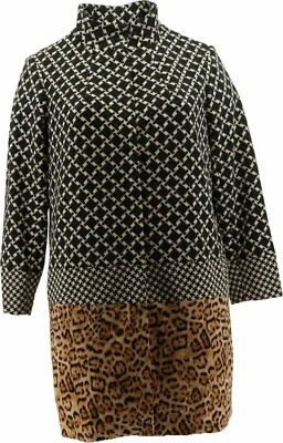 Casa rodante Dennis Basso de lujo estampada crepé frontal negra neutra 16 nueva con etiquetas $117 Foto 1 de 4