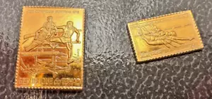 The 100 Greatest Olympic Stamps Gold on Sterling Silver Miniatures - Picture 1 of 17