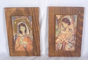 Pr Vtg Mid Century J Pifarrre Modernist Women Decoupage Wood Wall Plaques Spain - Picture 1 of 10