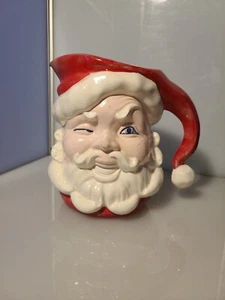 Vintage mit zwinkernden Augen Weihnachtsmann Keramik Krug 7 cm hoch - Bild 1 von 7
