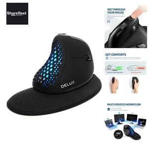 DELUX Seeker Souris Ergonomique Sans Fil, Souris Verticale avec Écran OLED, 6 Ta... - Photo 1/9