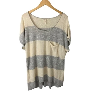 T-shirt Free People Beach a righe larghe misto lino cotone grigio bianco taglia M costa - Foto 1 di 8