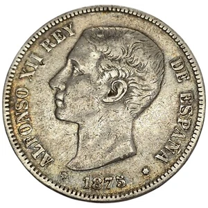 ESPAÑA. ALFONSO XII. 5 PESETAS. DEM. 1875. - Imagen 1 de 2
