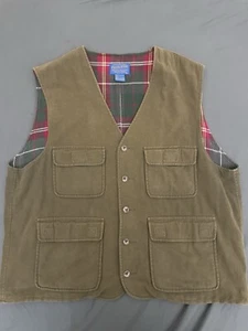 Vintage Pendleton Vest Flannel Lined 100% Cotton Men’s XL Tan Plaid Chore - Picture 1 of 7
