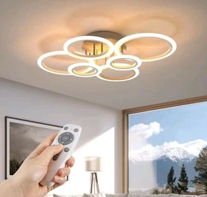 OUQI LED CEILING LIGHT, Modern Ceiling Light 6 Rings, 2800K-7000K Dimmable  - Picture 1 of 6