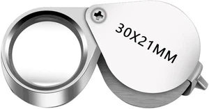 Juwelierlupe Lupe Tasche faltbar 30 x 21 mm Schmuck Auge silber - Bild 1 von 5