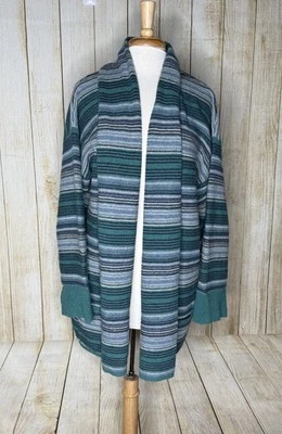 Cárdigan Woolrich Lambs Lana Rayas Frente Abierto Talla XL Azul Verde Gris Suéter Foto 1 de 4