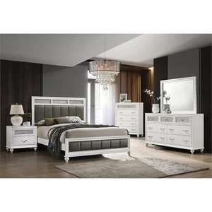 Coaster Barzini 5-piece California King Panel Wood Bedroom Set White and Gray - Picture 1 of 6