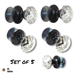 GOBRICO 5 Pack Crystal Dummy Door Knobs 1/2 Side Glass Diamond Dummy Doorknob - Picture 1 of 13