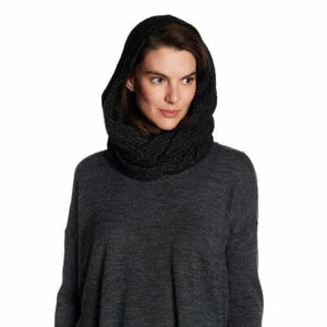 FREE PEOPLE Black Bottom Line Hooded Rib Knit Infinity Wrap Scarf - Picture 1 of 7