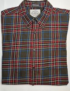 Mens St. John's Bay Brushed Flannel Long Sleeve Plaid Button Up Shirt Large - Picture 1 of 2