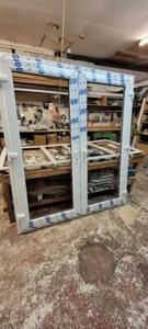 WHITE UPVC 1475MM X 2090MM FRENCH DOORS LOCKS TOUGHENED GLASS - Picture 1 of 8