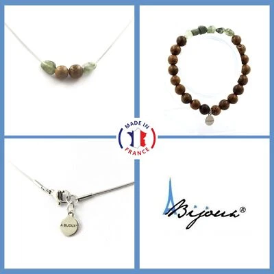 Juego de collar y pulsera de cuarzo rutilo verde brasileño + cuentas tamaño Foto 1 de 4