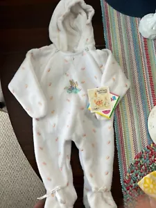 Vintage Quiltex Beatrix Potter Peter Rabbit 9mo Fleece Snowsuit Romper NWT - Picture 1 of 7