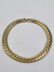 Vintage goldfarben signiert MONET wunderschönes Halsband strukturiert Halskette gebraucht, in einwandfreiem Zustand - Bild 1 von 11