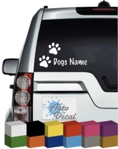 Dog Paw Print and Name (Personalised) Vinyl Car, Van, 4x4 Sticker - Picture 1 of 1