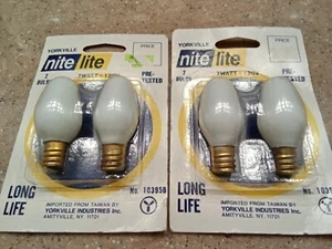 LOT TWO PACKAGES OF YORKVILL NITE LITES - TOTAL OF 4 BULBS-7WATT  120VOLT - Picture 1 of 2