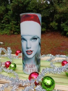 Merry Swiftmas 20oz Taylor Swift Tumbler Handmade with lid/straw - Picture 1 of 2