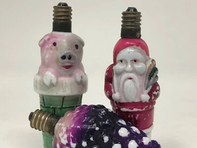 Lot de 3 Anciennes Ampoules de Noel Antique Christmas bulb Opaline  - Photo 1/4