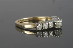Anello antico Art Decò bicolore oro 14 carati diamante fidanzamento anniversario - Foto 1 di 6