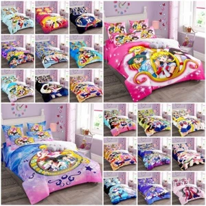 Girls Sailor Moon 3D Duvet Cover Pillowcase Single Double Queen Bedding Set Gift - Picture 1 of 41