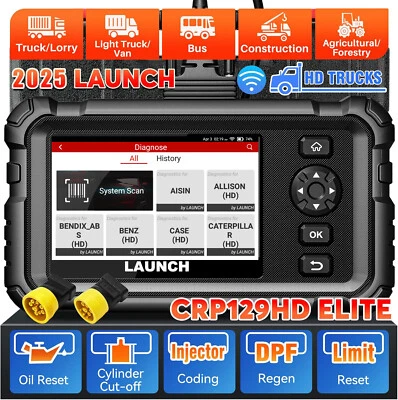 Launch CRP129 HD Automotive OBD2 Diagnostic Tool All ECU 24V Diesel Truck HD Truck - Image 1 of 4