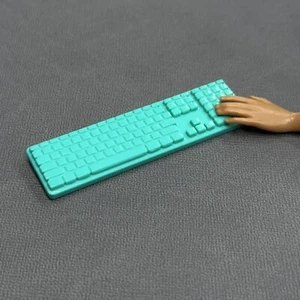 Barbie Fashion Doll Computer Keyboard Diorama Dollhouse Accessory Teal N1732 - Picture 1 of 4