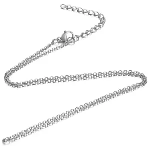 COLLIER FIN CHAINE ARGENTE 80cm + 5cm ACIER INOXYDABLE HYPOALLERGENIQUE MAILLON - Foto 1 di 1