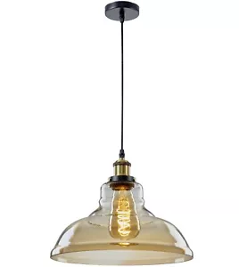 Retro Gold Vintage Glass Ceiling Pendant Industrial Light Shade Chandelier - Picture 1 of 14