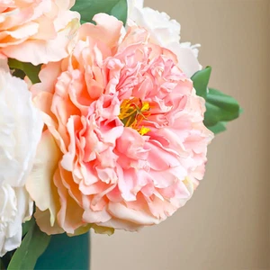 Silk Peony Bouquet 2-heads Lifelike Floral Centerpiece Home Table Wedding Decor - Picture 1 of 16
