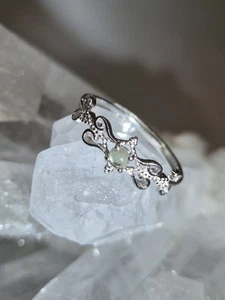 Natural Moldavite Polished S925 Silver Ring - Picture 1 of 17