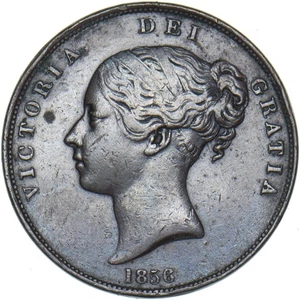 1856 Penny (PT) - Victoria British Copper Coin - Nice - Picture 1 of 2
