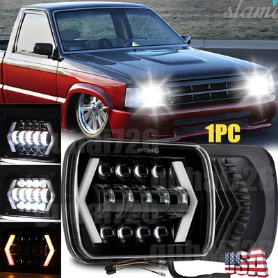 DOT 5X7" 7x6 LED Headlight Hi-Lo With White DRL For Mazda B2000 B2600 B2200 RX-7 - Image 1 of 4