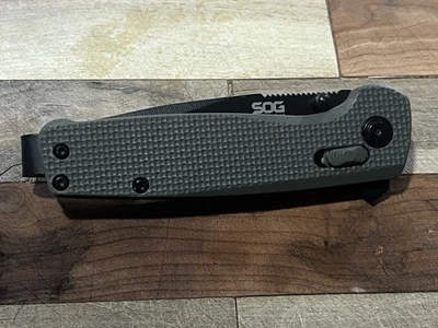 SOG Terminus XR Folding Knife 3" D2 Tool Steel Blade Green Textured G10 Handle - Image 1 of 3