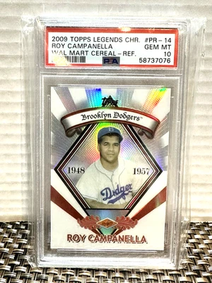 RARO POP 1 PSA GEMA COMO NUEVO 10 2009 TOPPS CEREAL WALMART PR-14 ROY CAMPANELLA CROMO Foto 1 de 4