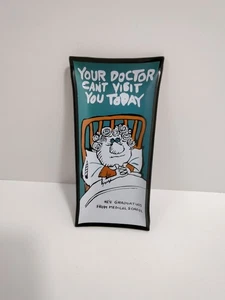 Vintage 1960s Art Glass Desk Trinket Tray New Dr Graduate Gift Houze Art 6" x 3" - Picture 1 of 7