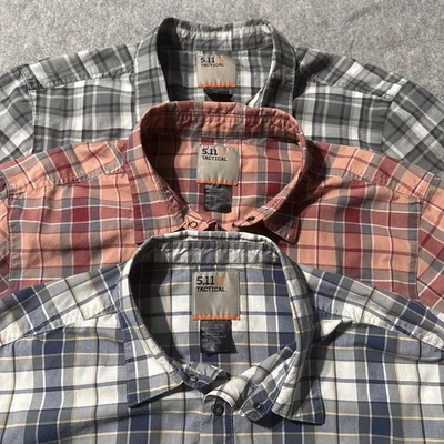 511 Tactical Snap Shirt Mens L Short Sleeve Lot Of 3 Plaid Pocket Outdoors  - Image 1 of 4