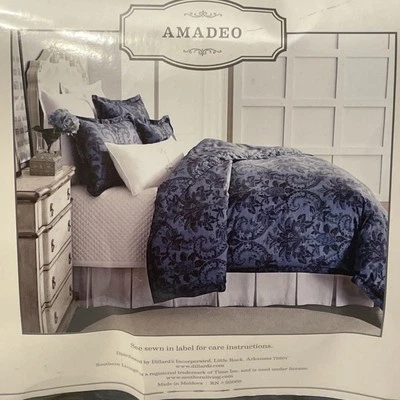 NUEVO Juego de FUNDA NÓRDICA Southern Living Amadeo Azul Floral Completo/Queen Algodón 3 piezas Foto 1 de 4