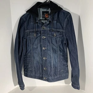 Guess Mens Blue Denim Jacket Removable Hood Size M - Picture 1 of 18