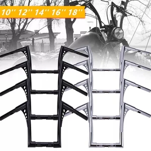 10/12/14/16/18" Rise Ape Hanger Handlebar For Kawasaki Vulcan 1500 Black/Chrome - Picture 1 of 20
