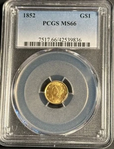 1852 G$1 PCGS MS66 Rare High Grade Example - Picture 1 of 3