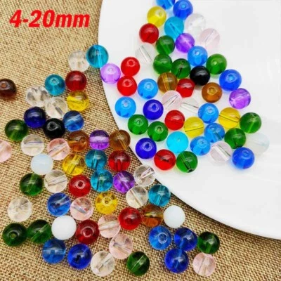 Glass Beads Balls with Hole 4-20mm Decorative Colorful DIY Handmade Materials - Image 1 of 3